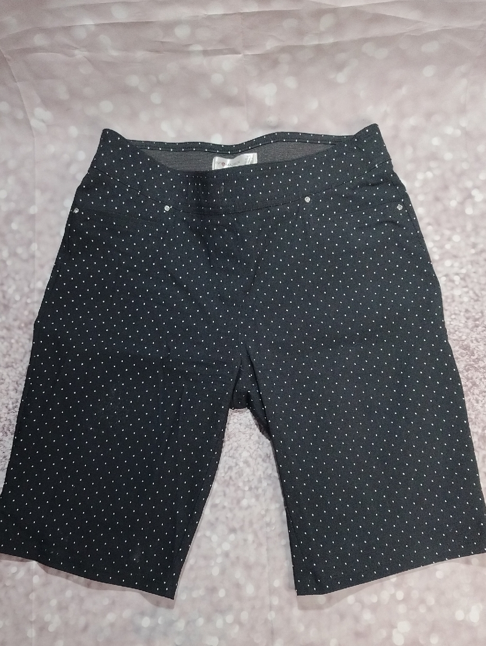 89th & Madison Black with White Dot Bermuda Shorts